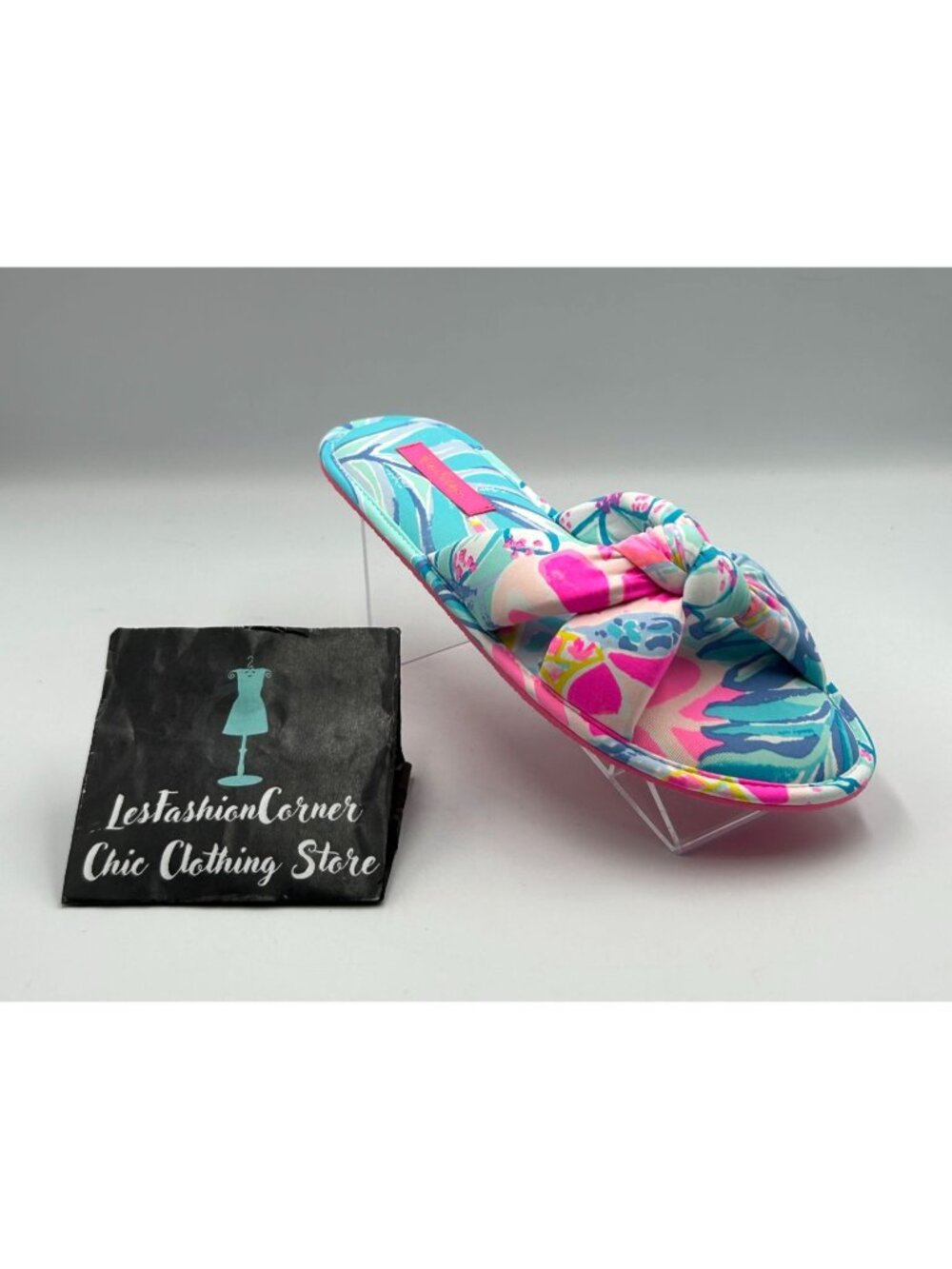 NWOT Lilly Pulitzer In The Sea Glass Aqua Rainforest Pool Slippers Sz S/M 3334 - Picture 15 of 16